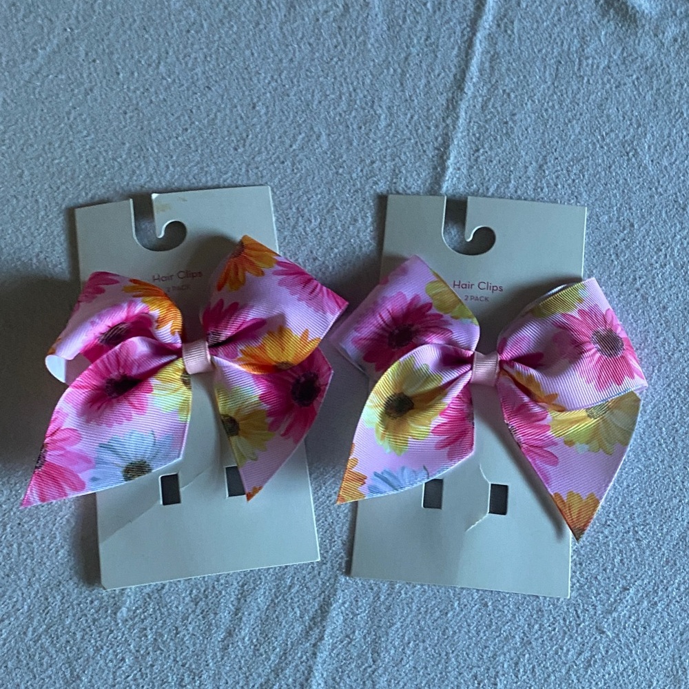 Target Floral Bow Hair Clips - Pink and Yellow